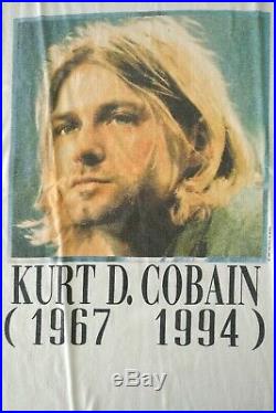 Nirvana Kurt Cobain Art T-shirt Vintage 90s Tee Shirt Medium White Rare
