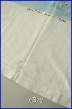 Nirvana Kurt Cobain Art T-shirt Vintage 90s Tee Shirt Medium White Rare