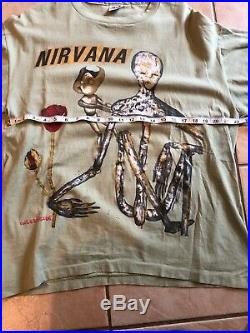 Nirvana Kurt Cobain T-shirt Vintage 90s Incesticide Tee Shirt Green XL X-Large