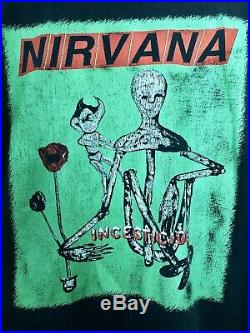 Nirvana Kurt Cobain T-shirt Vintage 90s Incesticide Tee Shirt Green XL X-Large