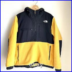 North Face Denali 2 Anorak Blk/Ylw Hooded Pullover Fleece Jacket Men Size Large