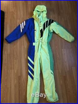 OBERMEYER Rocket Ski Suit Men's Sz M Neon Green One Piece Vintage 80's Snowsuit