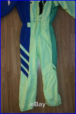 OBERMEYER Rocket Ski Suit Men's Sz M Neon Green One Piece Vintage 80's Snowsuit