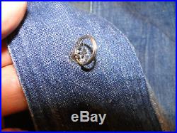 ORIGINAL Vintage 40s WWII navy denim shawl collar chore jacket deck coat