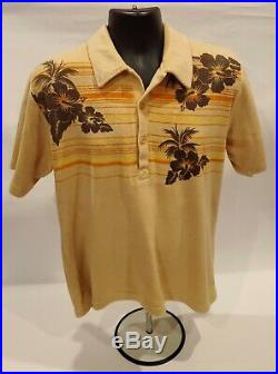 Ocean Pacific OP Tan Terry Cloth Polo Shirt Mens M as seen in 50 First Dates