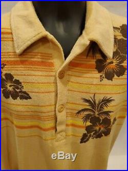 Ocean Pacific OP Tan Terry Cloth Polo Shirt Mens M as seen in 50 First Dates