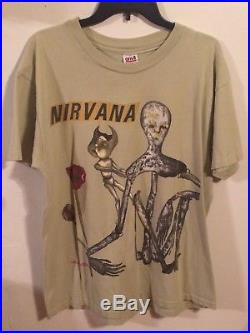 Original Vintage Nirvana Green Incesticide Album Cover T Shirt 1990s Grunge