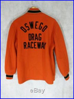 Oswego Drag Raceway Vintage 50s Rockabilly Varsity Letterman Jacket Size 40