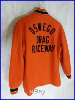 Oswego Drag Raceway Vintage 50s Rockabilly Varsity Letterman Jacket Size 40