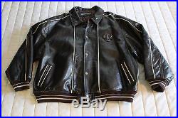 Outkast Clothing Co Leather Jacket Brown Mens 5XL Quilted Big-Patch VTG Hip Hop