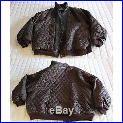 Outkast Clothing Co Leather Jacket Brown Mens 5XL Quilted Big-Patch VTG Hip Hop