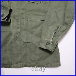 P53 HBT Utility Shirt Vintage USA Made Military Herringbone Twill Stenciled