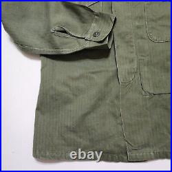P53 HBT Utility Shirt Vintage USA Made Military Herringbone Twill Stenciled