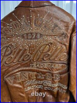 PELLE PELLE Marc Buchanan Mens Brown Vintage Leather Jacket Size 46