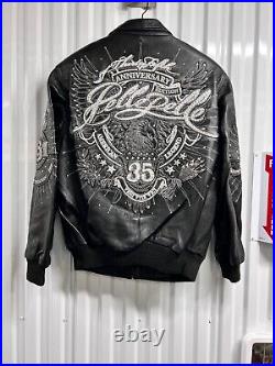PELLE PELLE Marc Buchanan Mens Vintage Leather Jacket Raised Letters Size 46
