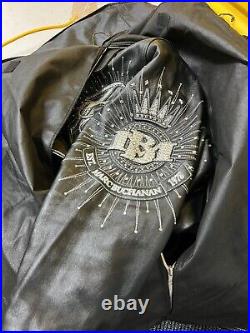 PELLE PELLE Marc Buchanan Mens Vintage Leather Jacket Raised Letters Size 46