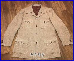 PENDLETON Jacket Tan Herringbone WOOL Blazer Coat Leisure Suit Vtg 70s Mens 46 R