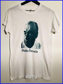 Pablo Neruda 70s Vintage T-Shirt Shirt Chilean Nobel Prize Poet Literature RARE