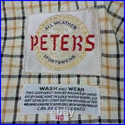Peters Men All Weather Sportswear Plaid Jacket Size 40R Full Zip Yellow