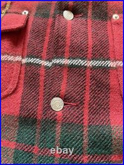 Polo Ralph Lauren Vintage Wool Plaid Button Down Coat Jacket XL Red