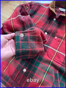 Polo Ralph Lauren Vintage Wool Plaid Button Down Coat Jacket XL Red