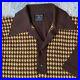 Puritan Vintage Large Brown Yellow Ban Lon Shirt Houndstooth Short Sleeve 60s 70