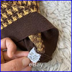 Puritan Vintage Large Brown Yellow Ban Lon Shirt Houndstooth Short Sleeve 60s 70