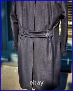 Purple Wool Blend Herringbone Coat Men Long Overcoat Business Double Breasted