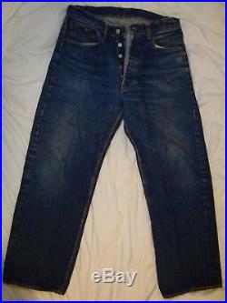 RARE Big E LEVI’S 501 Hidden Rivets Denim Jeans (31 W X 26 1/2 L) measured