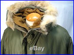 RARE U. S. ARMY M-1948 M48 Fishtail Parka Fur Hood With Liner MUSEUM QUALITY Sz M