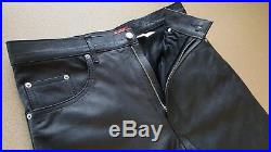 RARE VINTAGE 80's LEVIS 100% Black Leather Pants LOT 53 SIZE 36/36 MINT