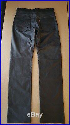 RARE VINTAGE 80's LEVIS 100% Black Leather Pants LOT 53 SIZE 36/36 MINT