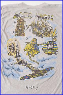 RARE VTG 80'S IRON MAIDEN, ACES HIGH, Gray T-Shirt Size M, Made in U. S. A