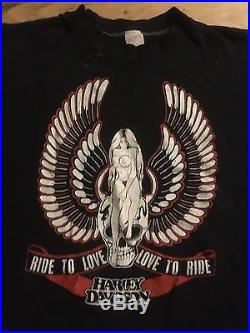RARE Vintage 1970s Harley Nude Ride To Love Paper Thin T-shirt Amazing