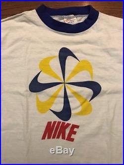 RARE Vintage 70's/ 80's Nike Pinwheel Orange Tag Ringer T-shirt Medium