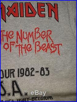 RARE Vintage 80s 1982 Iron Maiden Number Beast USA Tour Concert T-shirt Size S