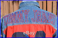 RARE Vintage 90s Men's Tommy Hilfiger Denim & Knit Jacket L Tommy Jeans hip hop