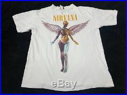 RARE Vintage 90s NIRVANA In UTERO Sliver Grunge Kurt Cobain Distressed tee