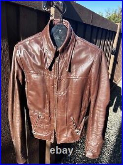 RARE Vintage Brooks  1970's Leather Jacket Size 40 US with zip-in liner
