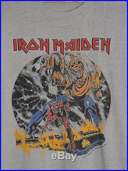 RARE Vtg 80s 1982 Iron Maiden Number Beast USA Tour Concert T-shirt Heather Gray