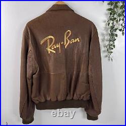 RAY-BAN LAMBSKIN LEATHER BOMBER JACKET MADE IN USA Vintage