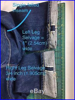 REAL VINTAGE Levis Denim Jeans Big E Redlines Selvedge K Rivet Single Stitch