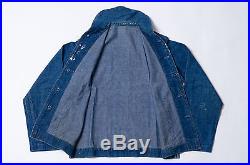 Real Vtg 1940's Wwii Usn Us Navy Indigo Shawl Collar Jacket Original Button
