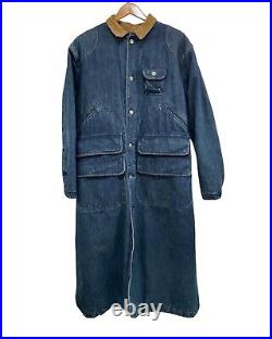 Ralph Lauren DUNGAREES Vintage 1980s Denim Jean Flannel Trench Coat Chore Jacket