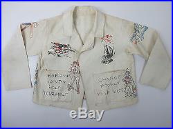 Rare 1930's Lithographed & Hand Painted White Cotton Workwear Jacket