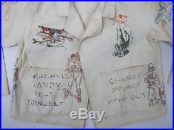 Rare 1930's Lithographed & Hand Painted White Cotton Workwear Jacket