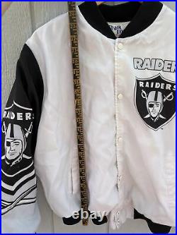 Rare Chalk Line VTG 90s All Over Print LA Raiders Fanimation Jacket Sz LG White