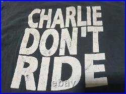 Rare Charles Manson Vintage CHARLIE DONT RIDE T Shirt Guns N Roses Surf Faded