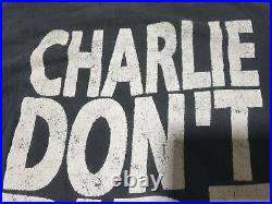 Rare Charles Manson Vintage CHARLIE DONT RIDE T Shirt Guns N Roses Surf Faded