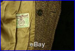 Rare Design Mens Vintage 1960's Harris Tweed Overcoat Pea Coat Size 40 Medium